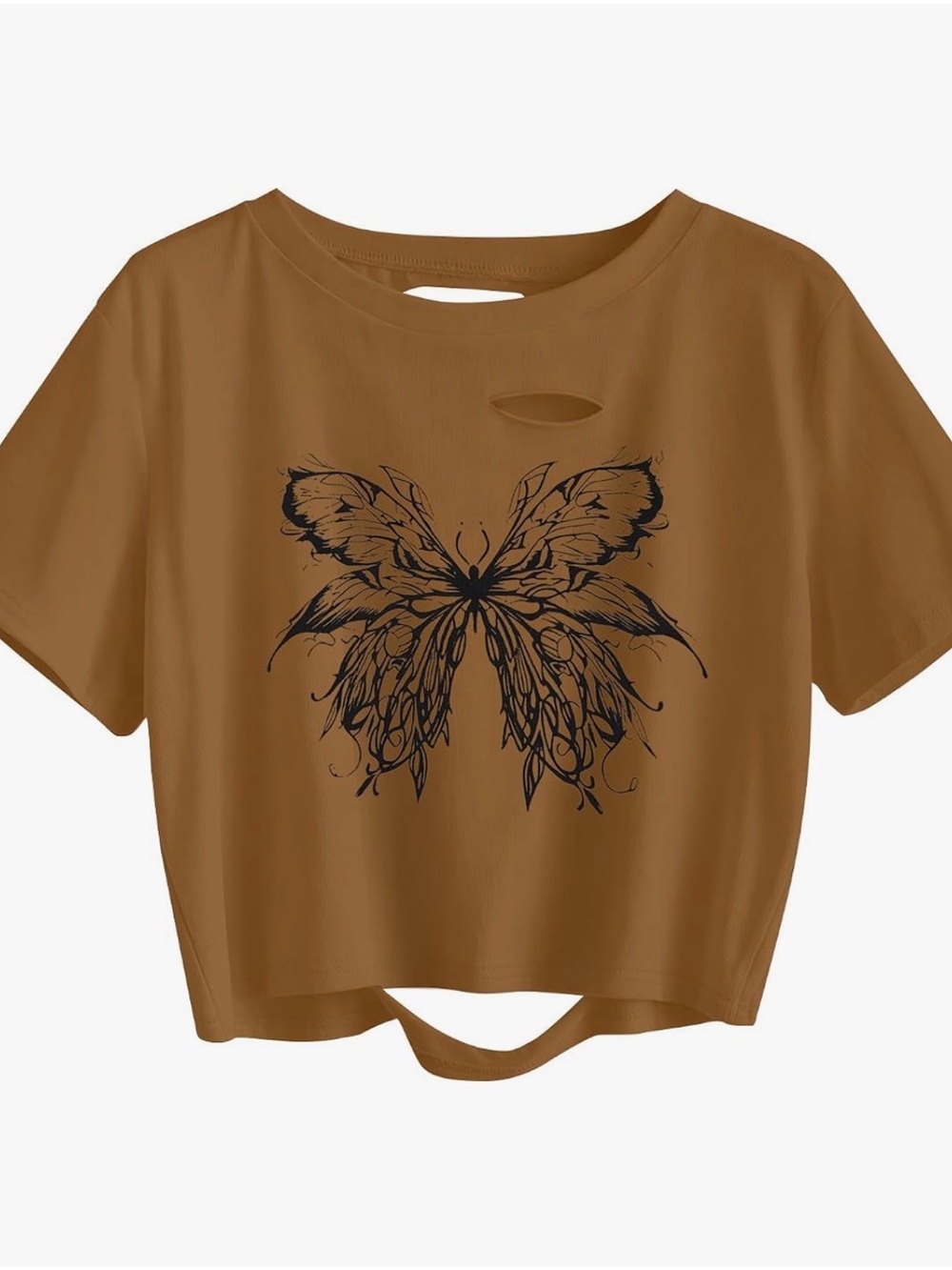 NEW Butterfly Graphic Crop Tee - Brown